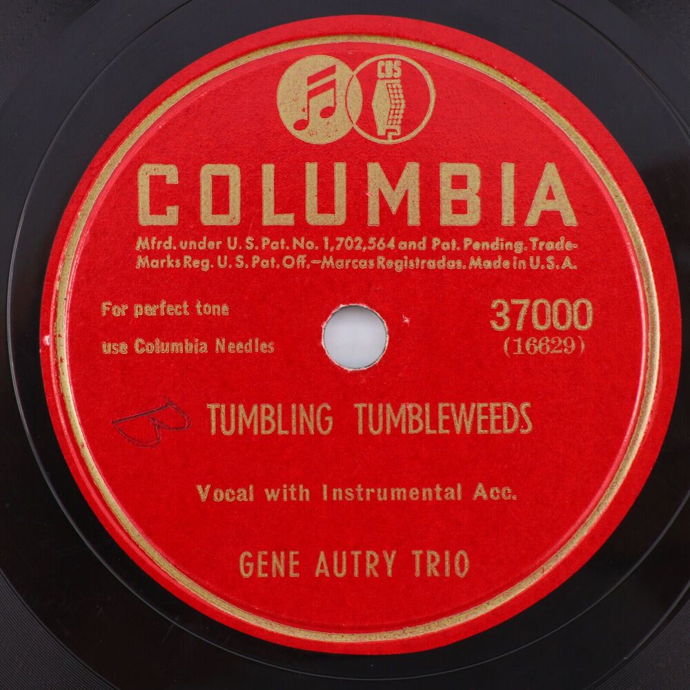 Gene Autry - Tumbling Tumbleweeds/ Old Missouri Moon 1946 10" 78rpm Record 37000